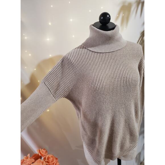 MICHAEL Michael Kors Chunky Waffle Knit Turtleneck Sweater Womens Size XS Beige - Picture 2 of 11